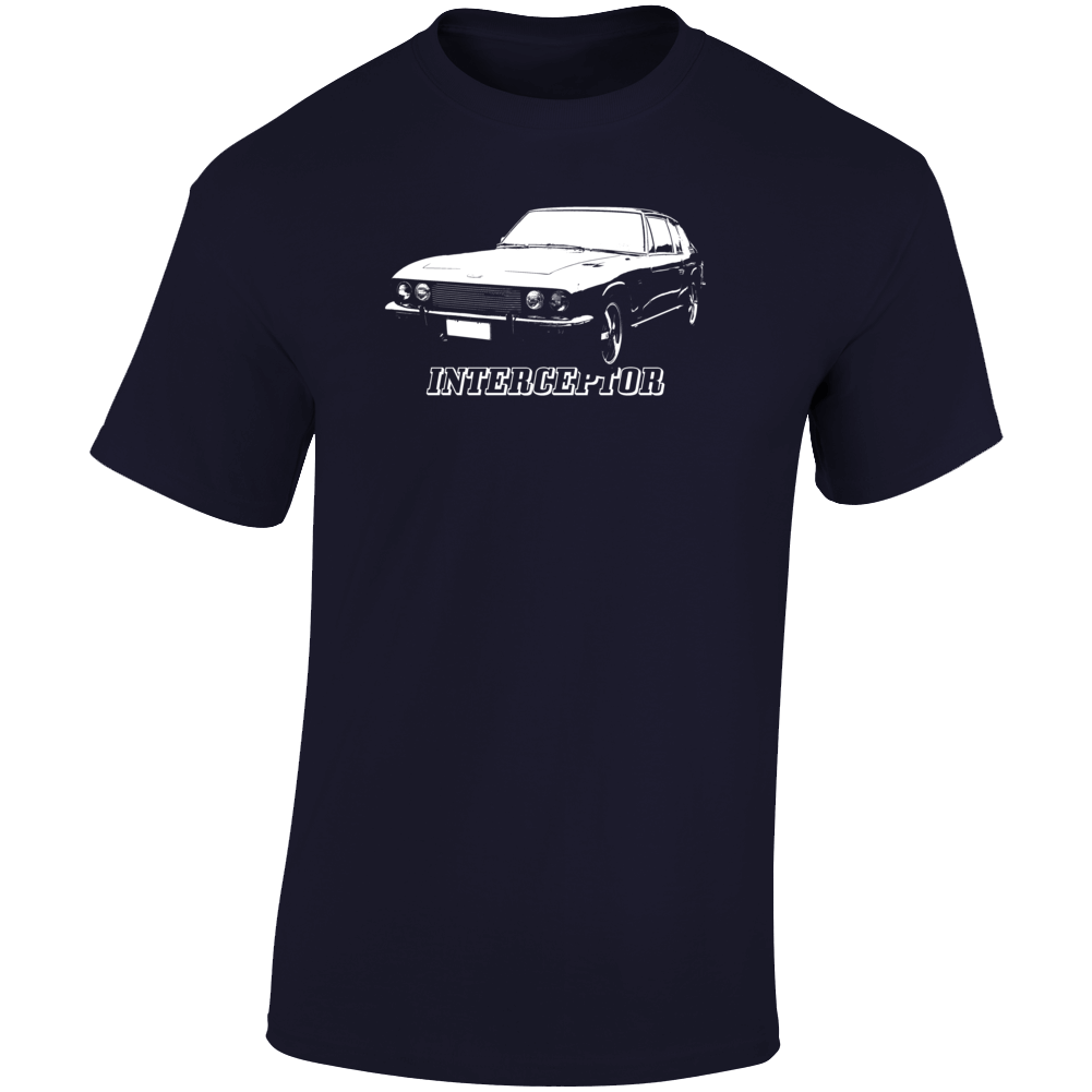 1970 Interceptor Three Quarter Angle View With Model Name Dark Color T Shirt