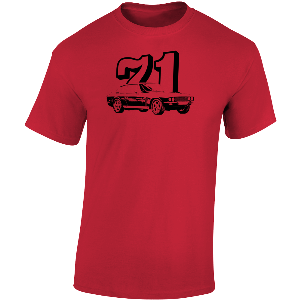 1971 Interceptor Three Quarter Angle View With Year Light Color T Shirt
