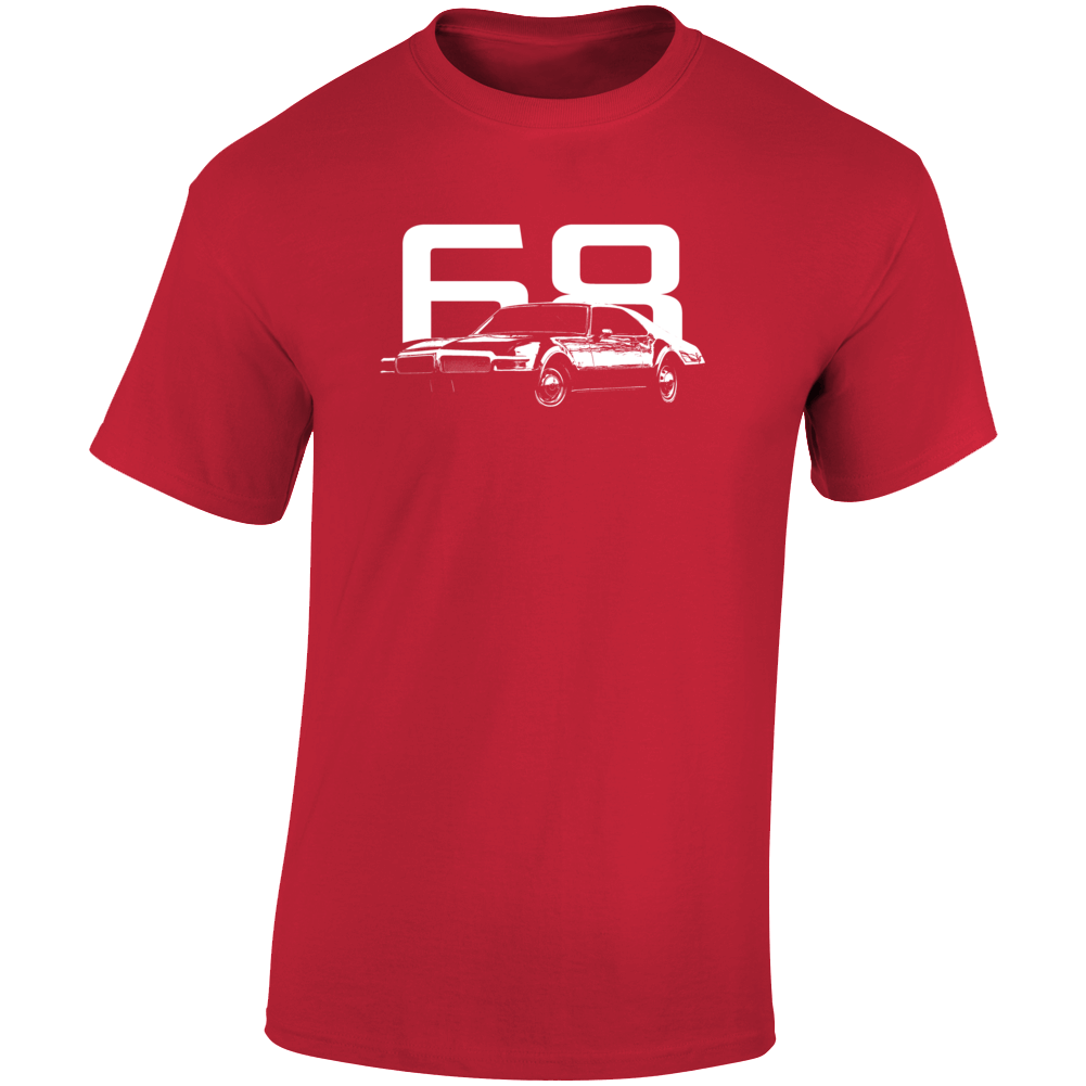 1968 Tornado Three Quarter Angle View With Year Dark Color T Shirt