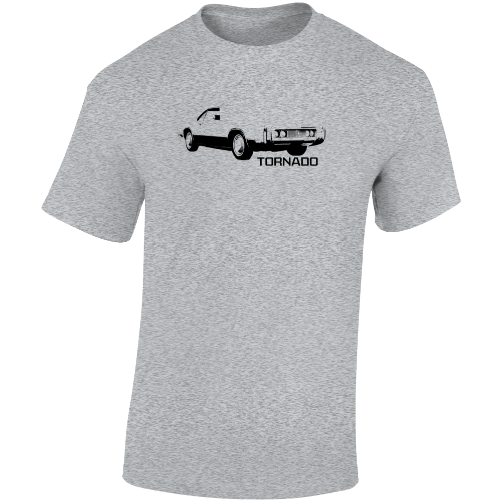 1970 Tornado Three Quarter Angle View With Model Name Light Color T Shirt