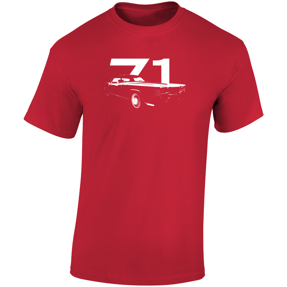 1971 Tornado Three Quarter Angle View With Year Dark Color T Shirt