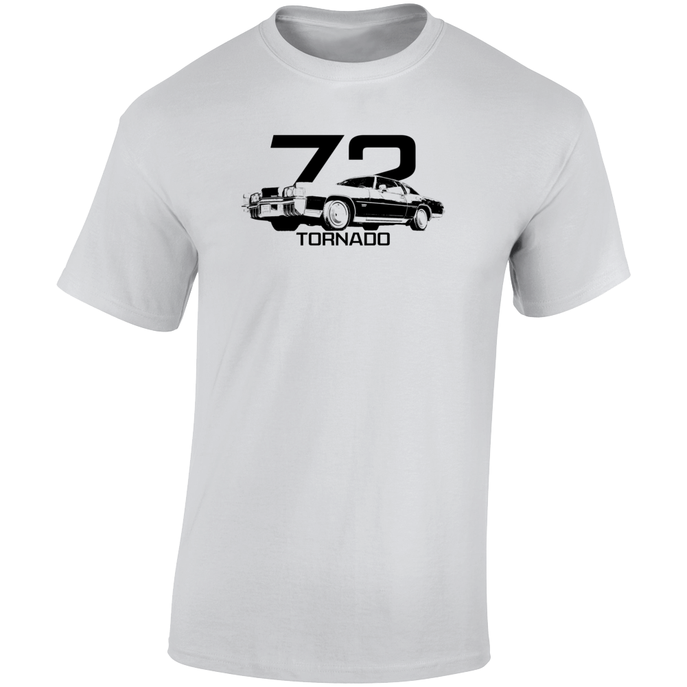 1972 Tornado Three Quarter Angle View With Year And Model Name Light Color T Shirt