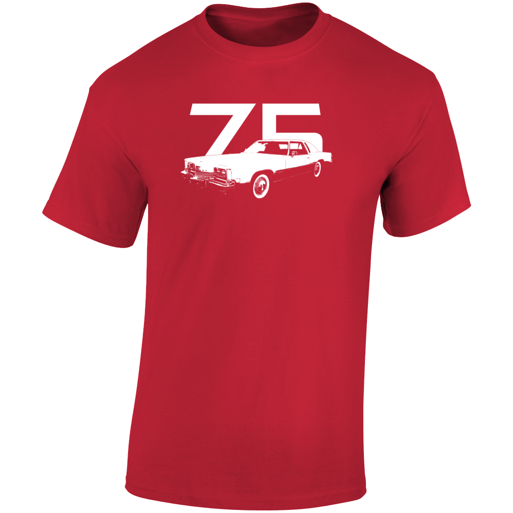 1975 Tornado Three Quarter Angle View With Year Dark Color T Shirt