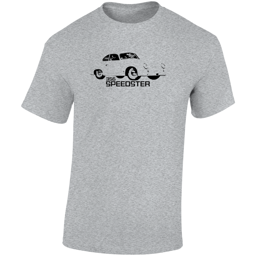 1951 356 Speedster Three Quarter Angle View With Model Name Light Color T Shirt