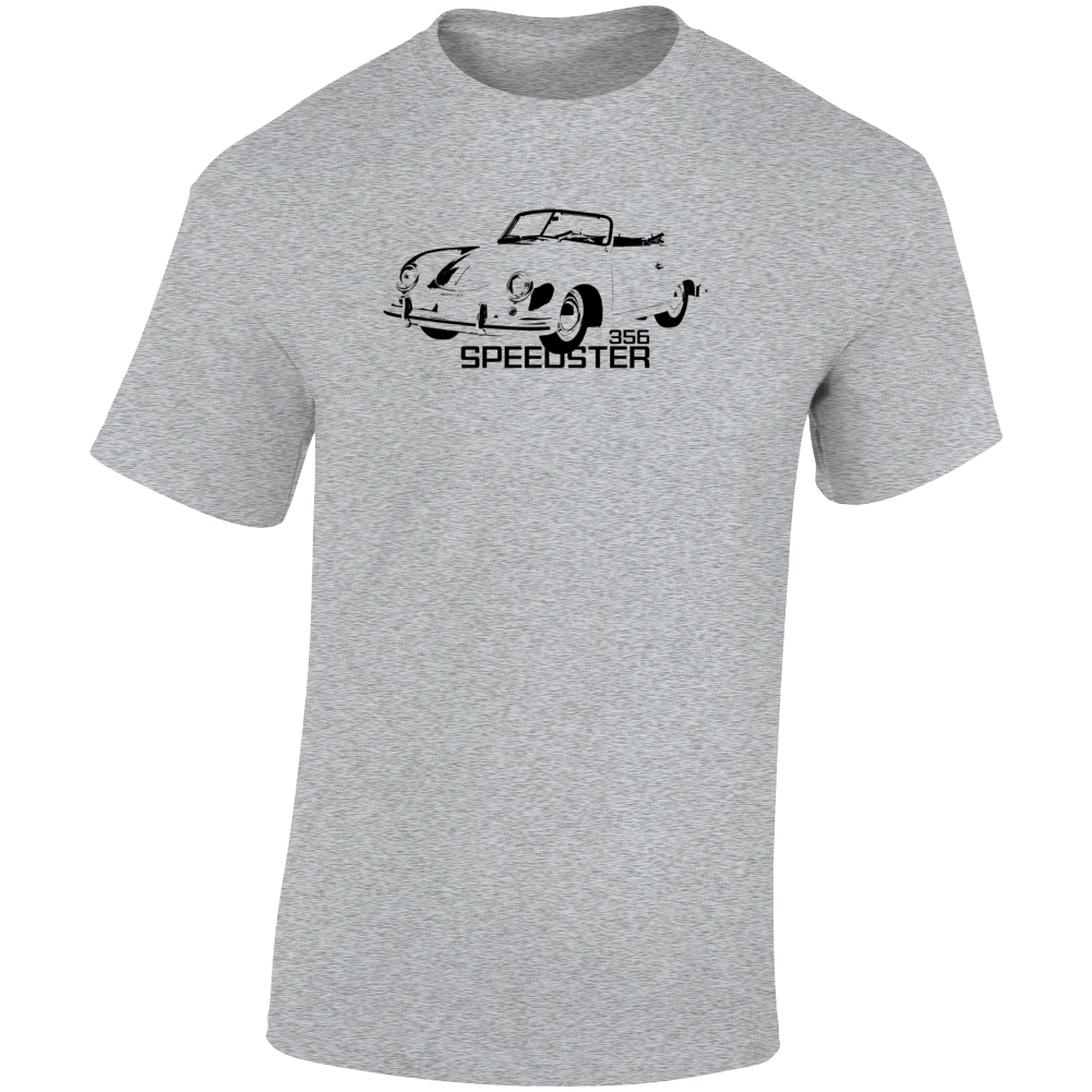 1952 356 Speedster Three Quarter Angle View With Model Name Light Color T Shirt