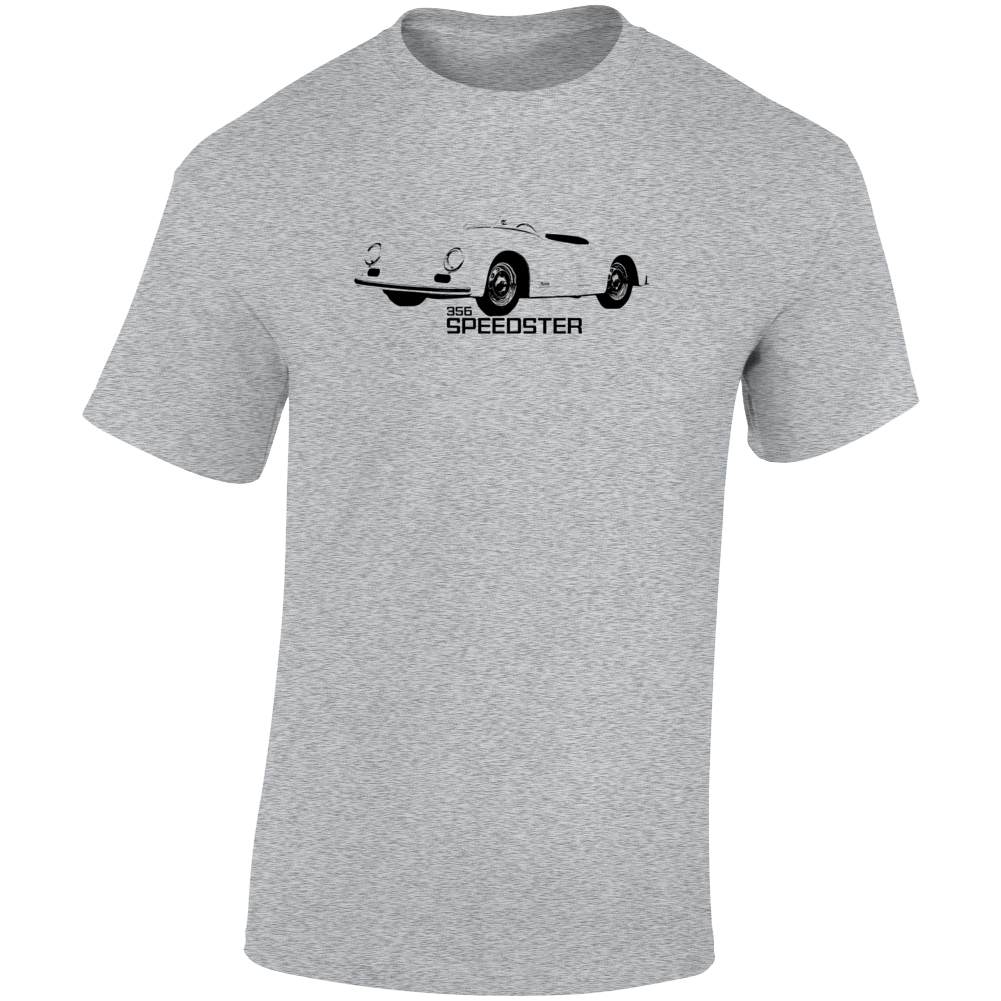 1953 356 Speedster Three Quarter Angle View With Model Name Light Color T Shirt
