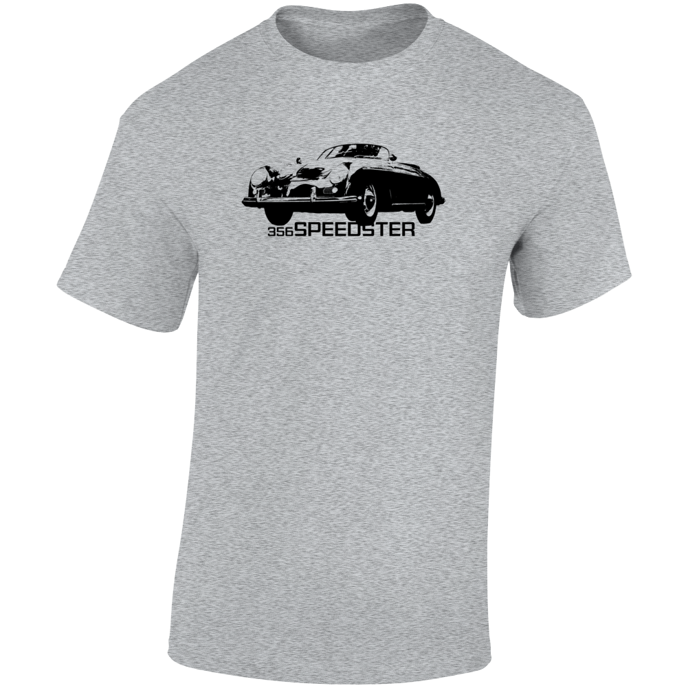 1954 356 Speedster Three Quarter Angle View With Model Name Light Color T Shirt