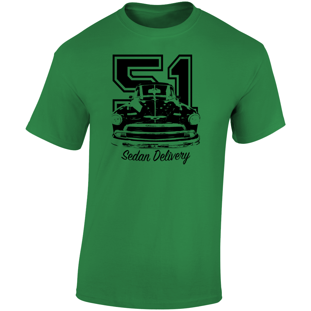 1951 Chevy Sedan Delivery Grill View With Year And Model Name Light Color T Shirt