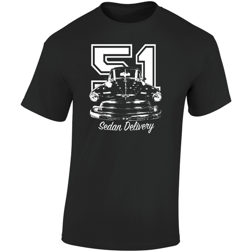 1951 Sedan Delivery Grill View With Year And Model Name Dark Color T Shirt