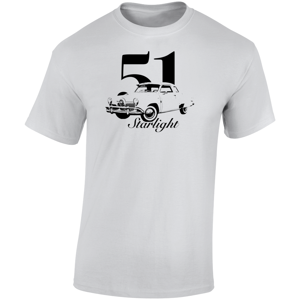 1951 Starlight Three Quarter Angle View With Year And Model Name Light Color T Shirt