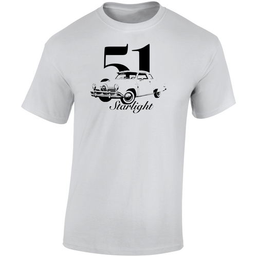 1951 Starlight Three Quarter Angle View With Year And Model Name Light Color T Shirt