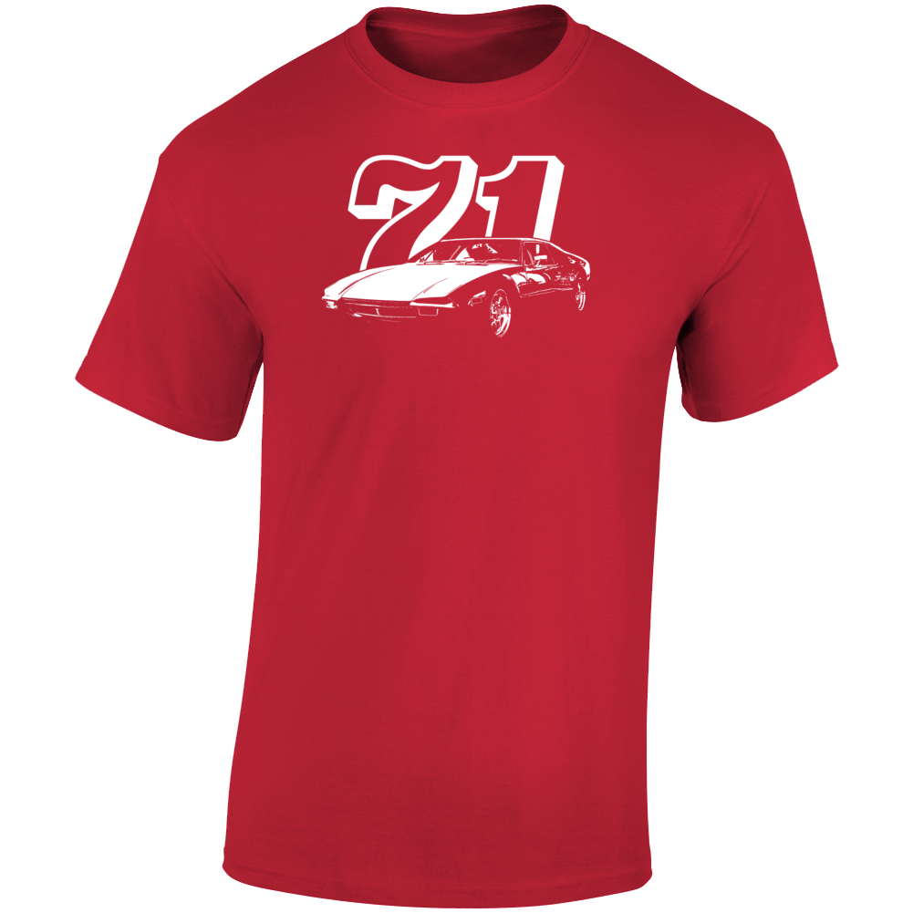 1971 Pantera. Three Quarter Angle View With Year Dark Color T Shirt