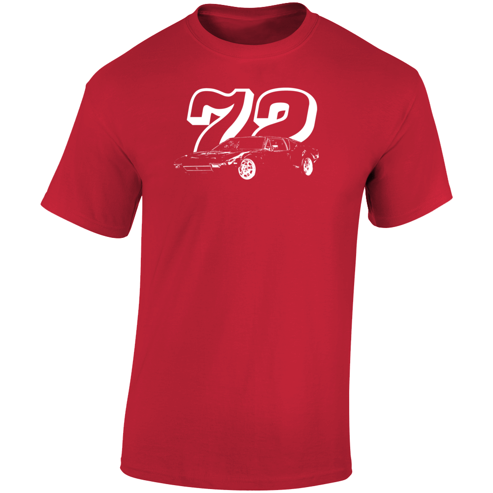 1972 Pantera. Three Quarter Angle View With Year Dark Color T Shirt