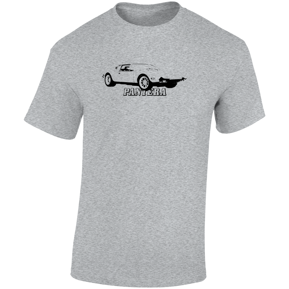 1973 Pantera. Three Quarter Angle View With Model Name Light Color T Shirt