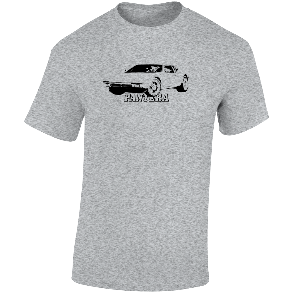 1974 Pantera. Three Quarter Angle View With Model Name Light Color T Shirt