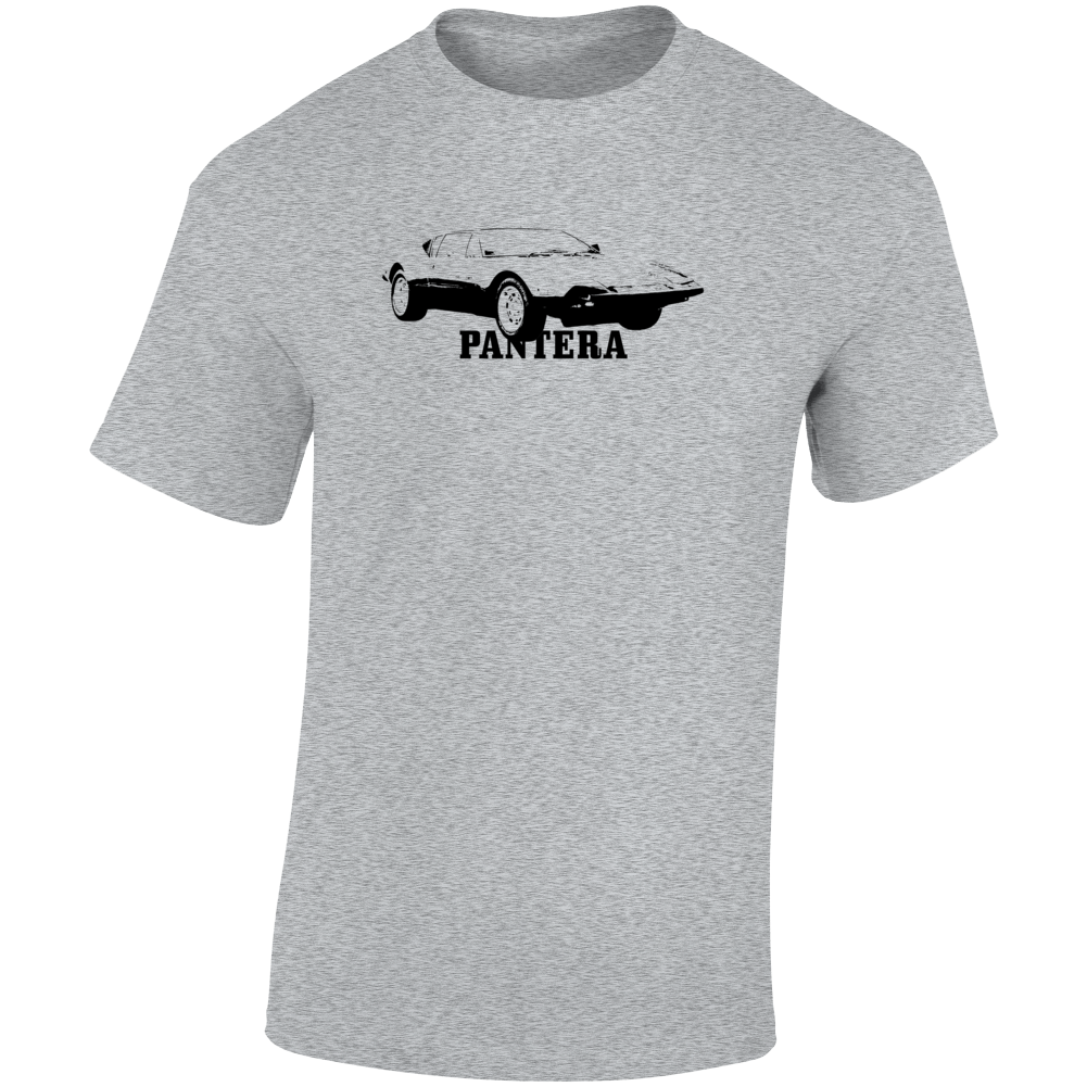 1975 Pantera. Three Quarter Angle View With Model Name Light Color T Shirt