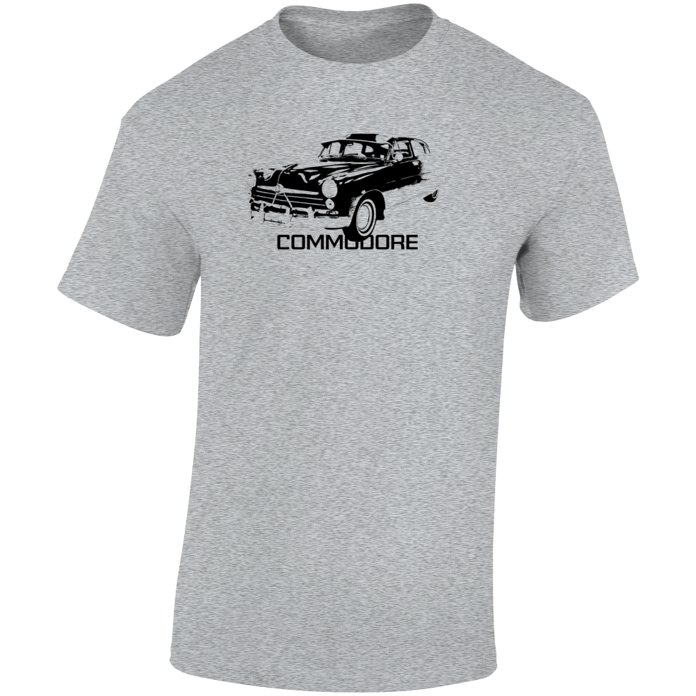 1950 Commodore Three Quarter Angle View With Model Name Light Color T Shirt