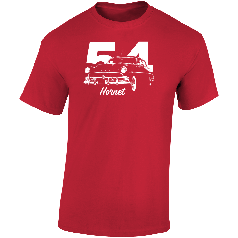 1954 Hornet Three Quarter Angle View With Year Dark Color T Shirt