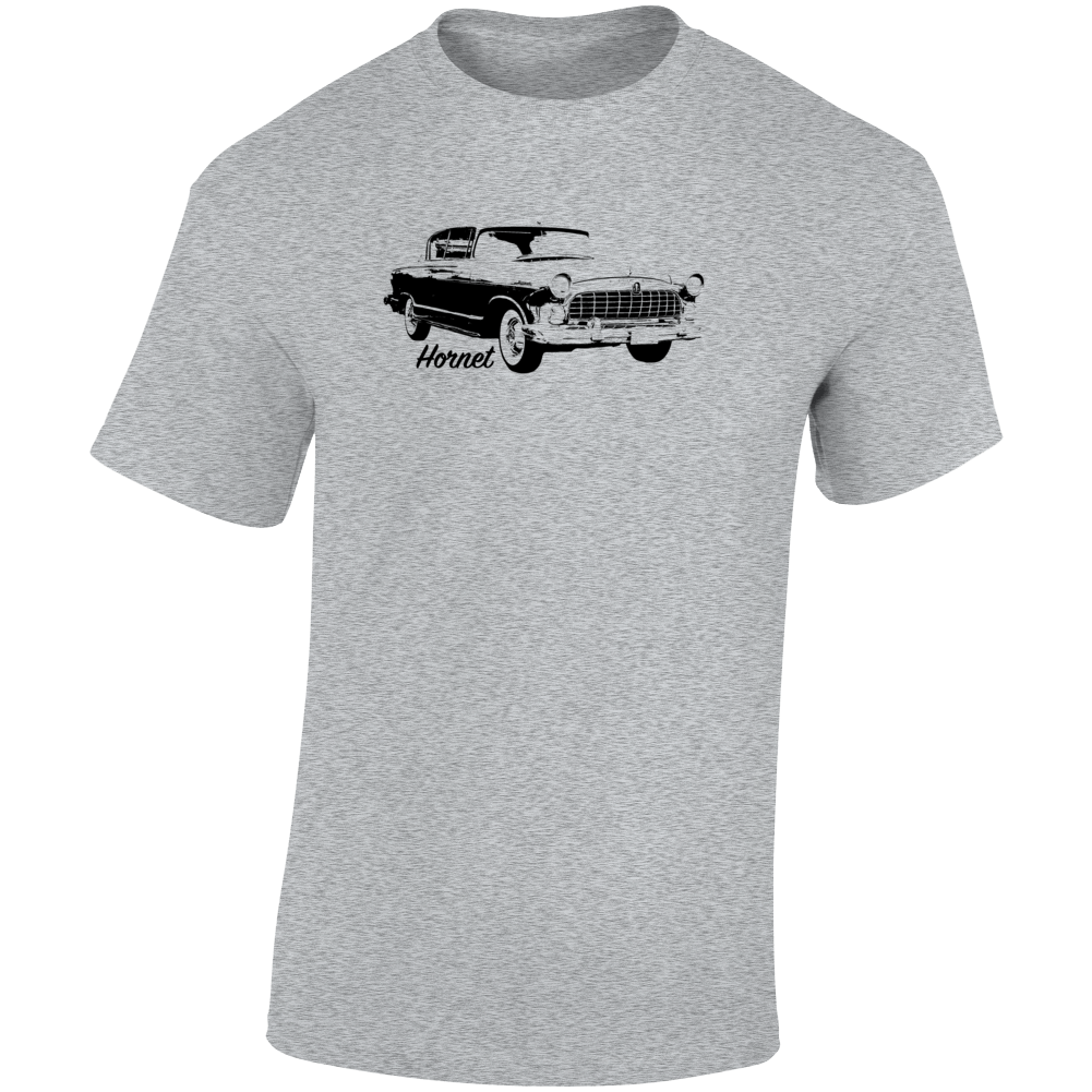 1955 Hornet Three Quarter Angle View With Model Name Light Color T Shirt