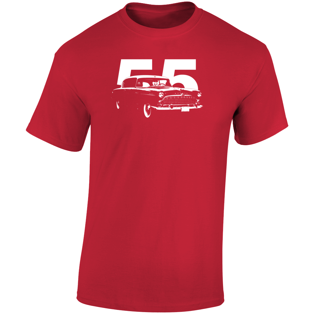 1955 Hornet Three Quarter Angle View With Year Dark Color T Shirt