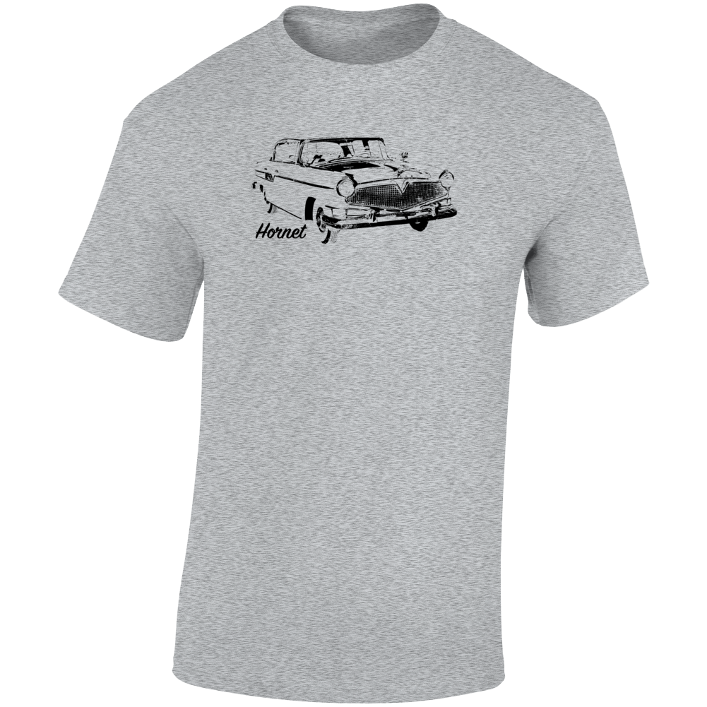 1956 Hornet Three Quarter Angle View With Model Name Light Color T Shirt