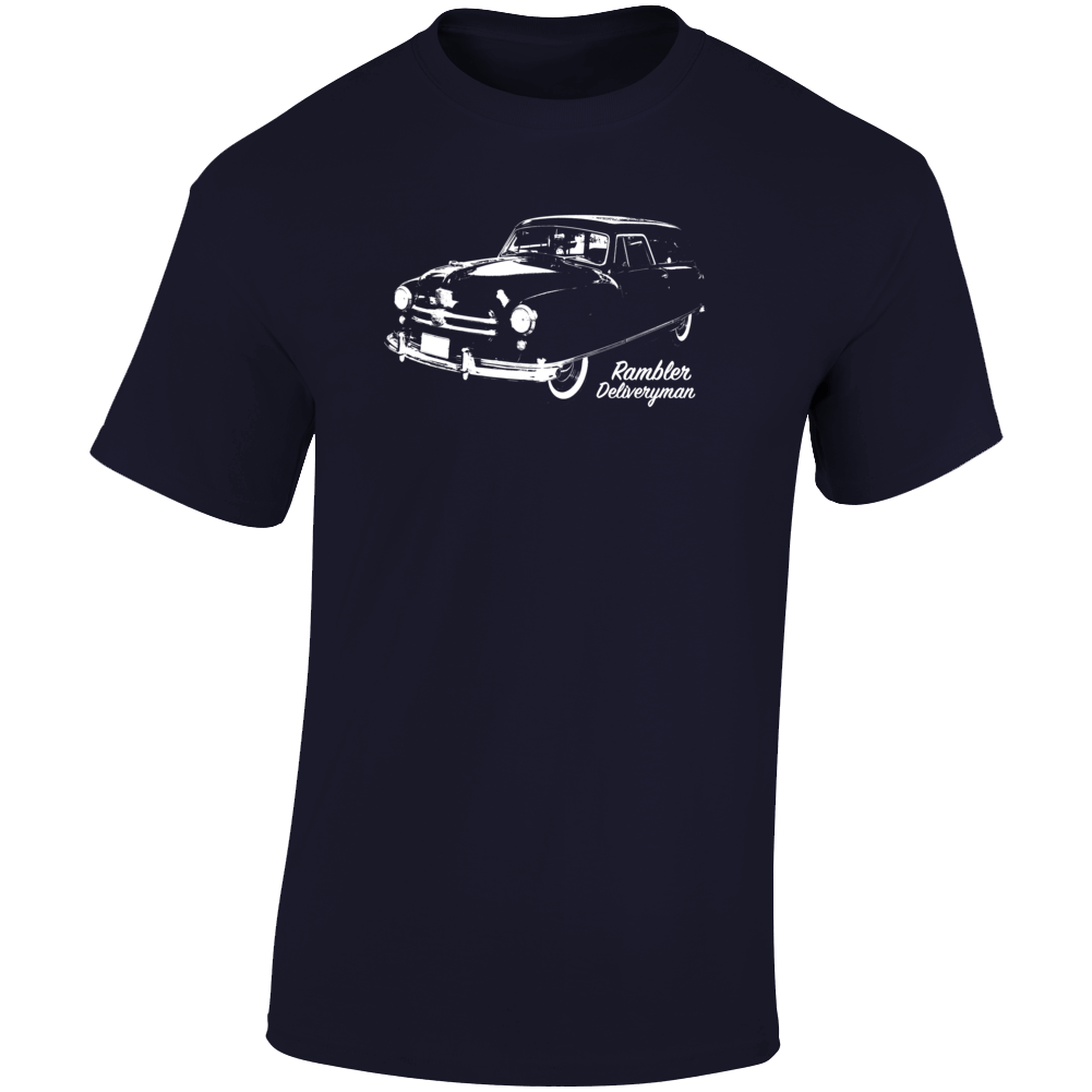 1951 Rambler Deliveryman Three Quarter Angle View With Model Name Dark Color T Shirt