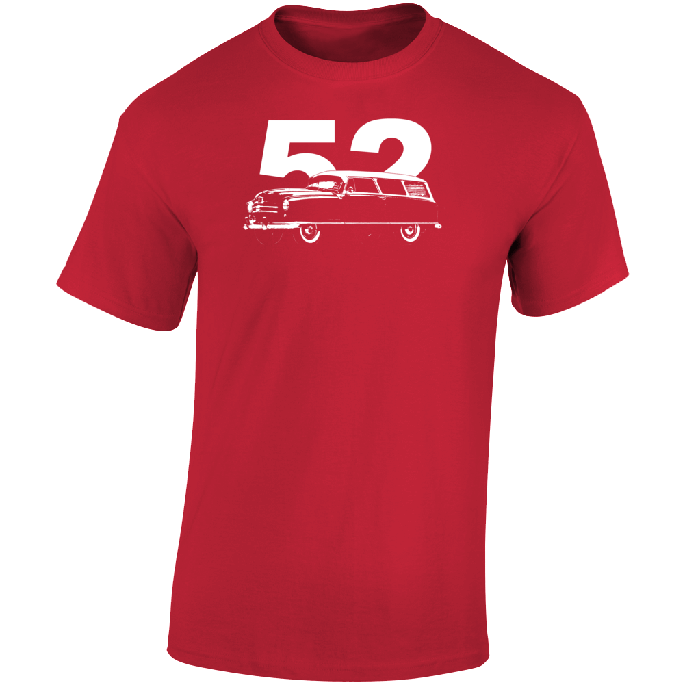 1952 Rambler Three Quarter Angle View With Year Dark Color T Shirt