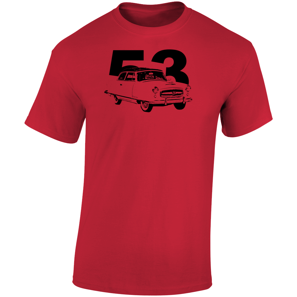 1953 Rambler Three Quarter Angle View With Year Light Color T Shirt