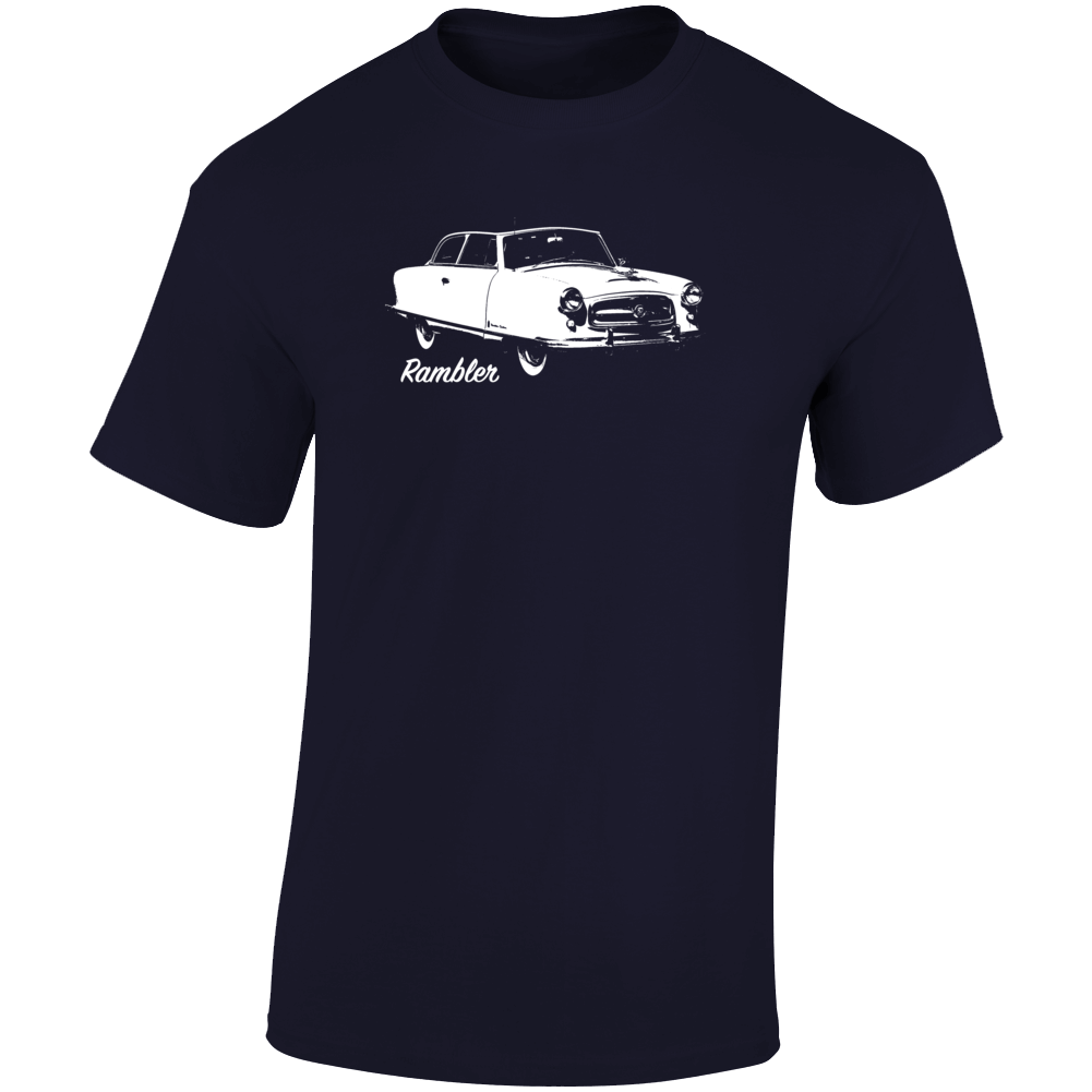 1953 Rambler Three Quarter Angle View With Model Name Dark Color T Shirt