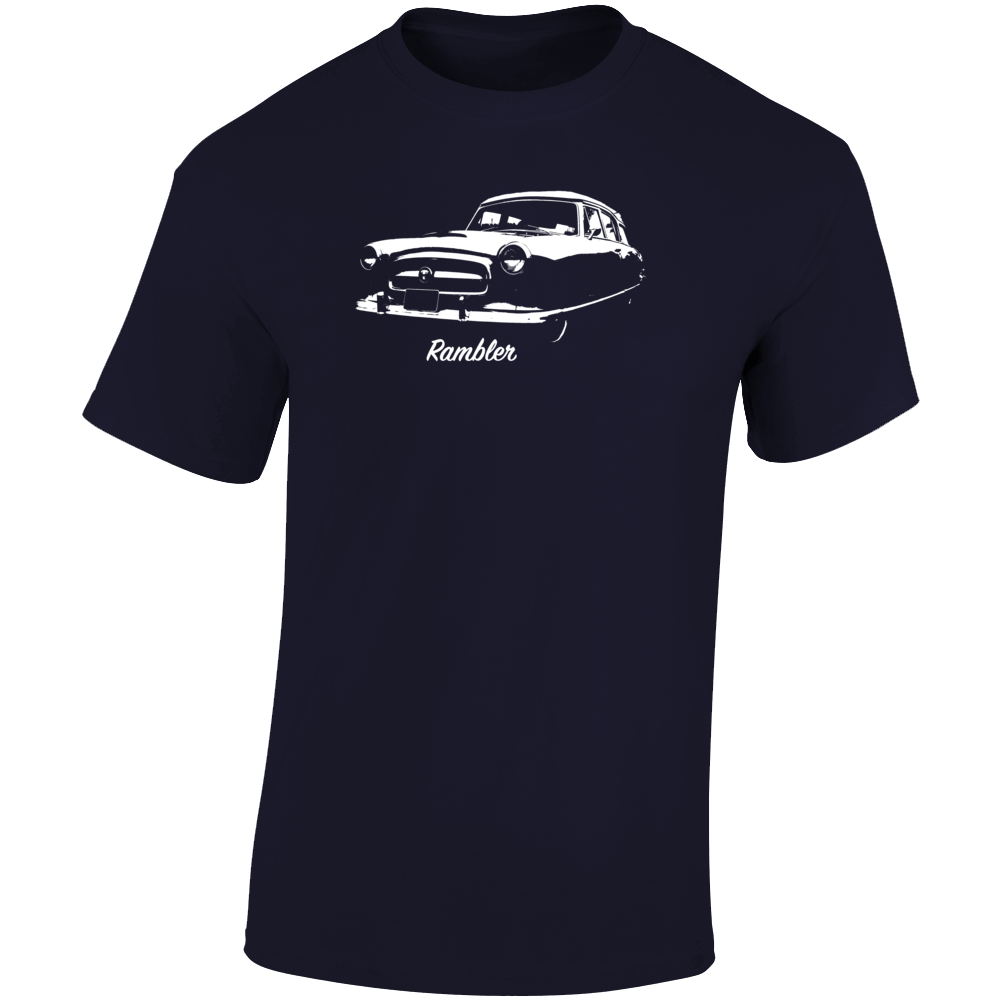 1954 Rambler Three Quarter Angle View With Model Name Dark Color T Shirt
