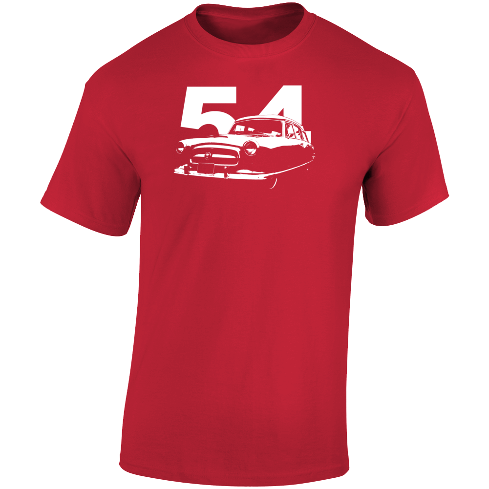 1954 Rambler Three Quarter Angle View With Year Dark Color T Shirt