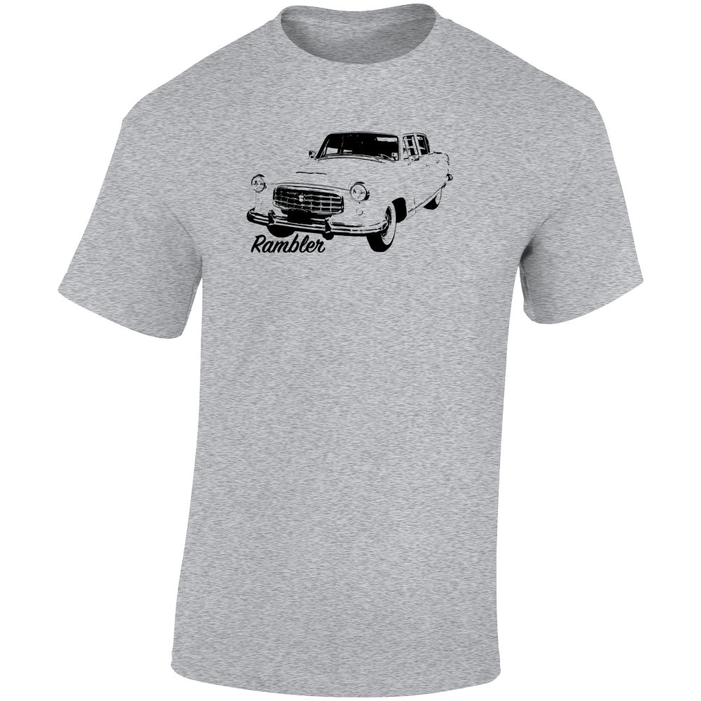 1955 Rambler Three Quarter Angle View With Model Name Light Color T Shirt