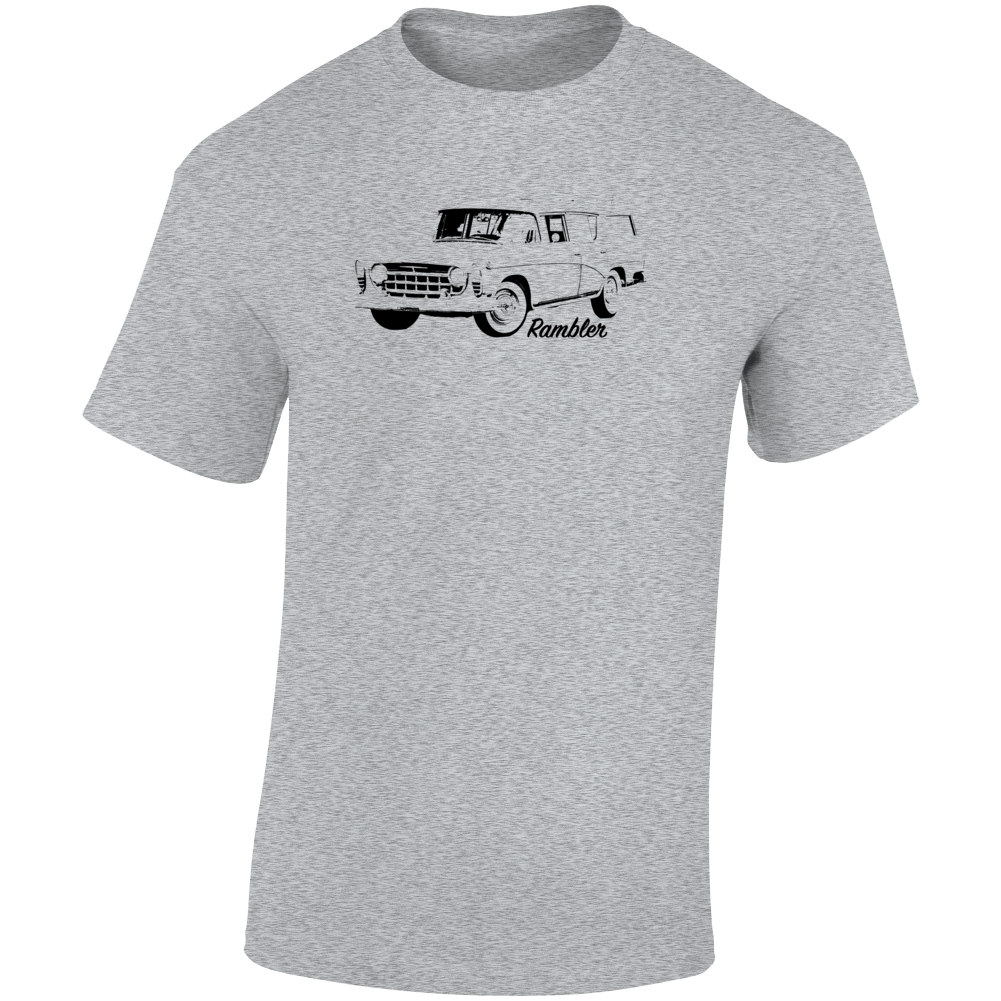 1956 Rambler Three Quarter Angle View With Model Name Light Color T Shirt