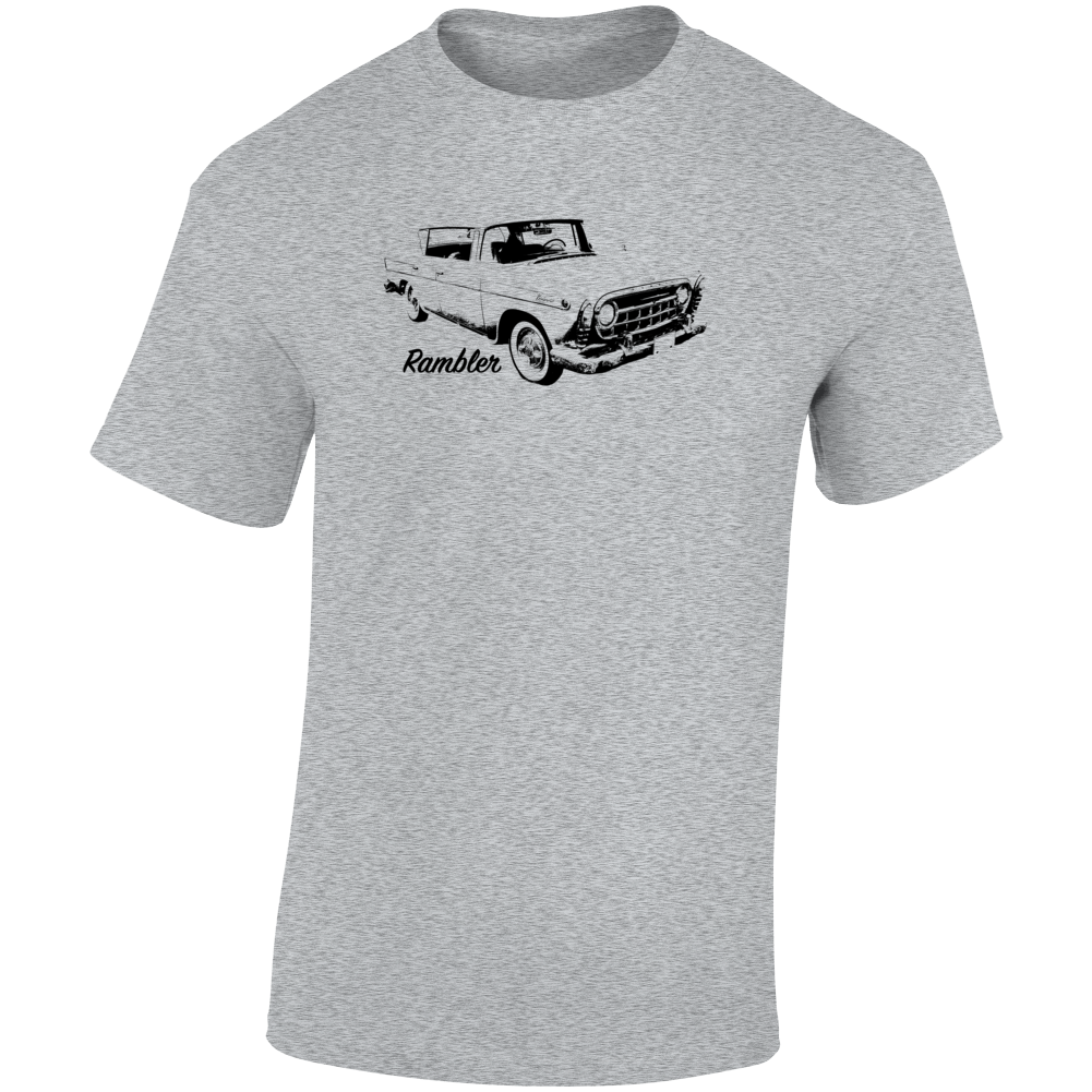 1957 Rambler Three Quarter Angle View With Model Name Light Color T Shirt