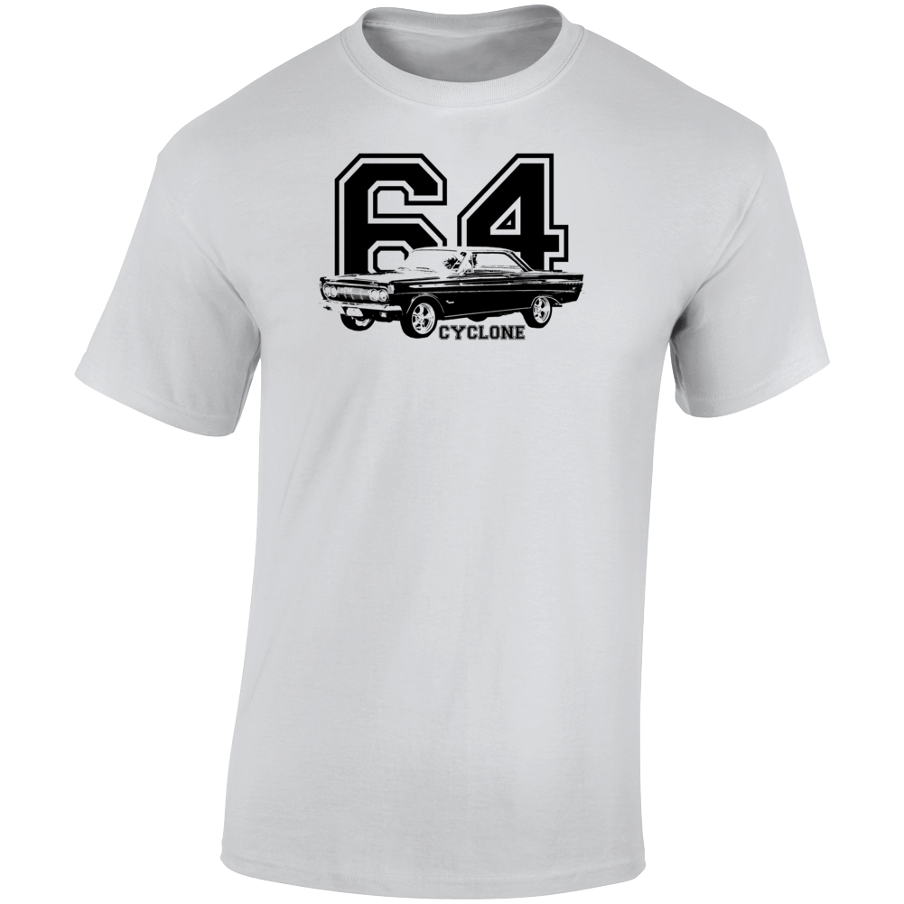 1964 Cyclone Three Quarter Angle View Light With Year And Model Name Color T Shirt