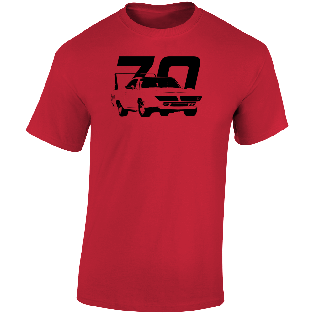 1970 Road Runner Superbird 440 Three Quarter Angle View With Year Light Color T Shirt