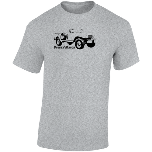 1949 Power Wagon Three Quarter Angle View With Model Name Light Color T Shirt