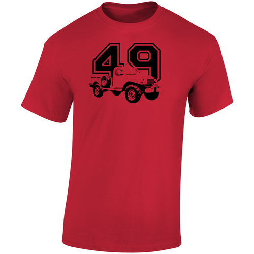 1949 Power Wagon Three Quarter Angle View With Year Light Color T Shirt