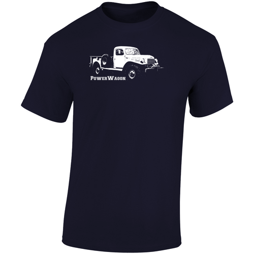 1949 Power Wagon Three Quarter Angle View With Model Name Dark Color T Shirt