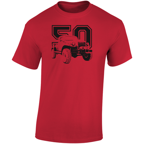 1950 Power Wagon Three Quarter Angle View With Year Light Color T Shirt