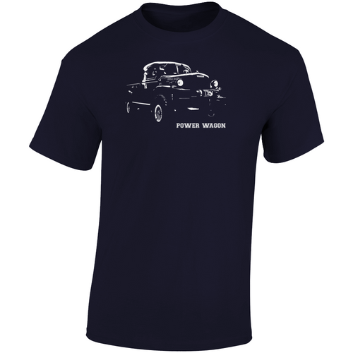 1950 Power Wagon Three Quarter Angle View With Model Name Dark Color T Shirt