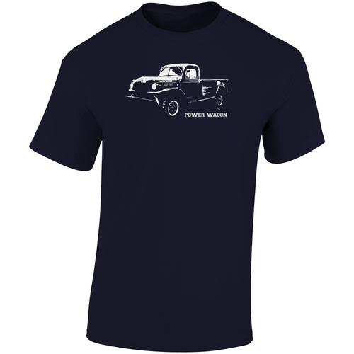 1951 Power Wagon Three Quarter Angle View With Model Name Dark Color T Shirt