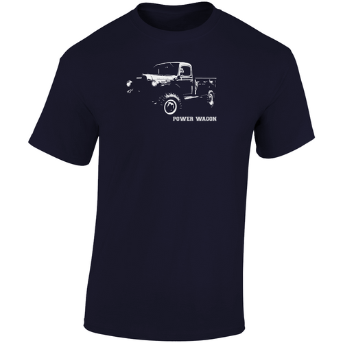1952 Power Wagon Three Quarter Angle View With Model Name Dark Color T Shirt
