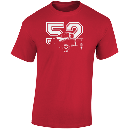 1952 Power Wagon Three Quarter Angle View With Year Dark Color T Shirt