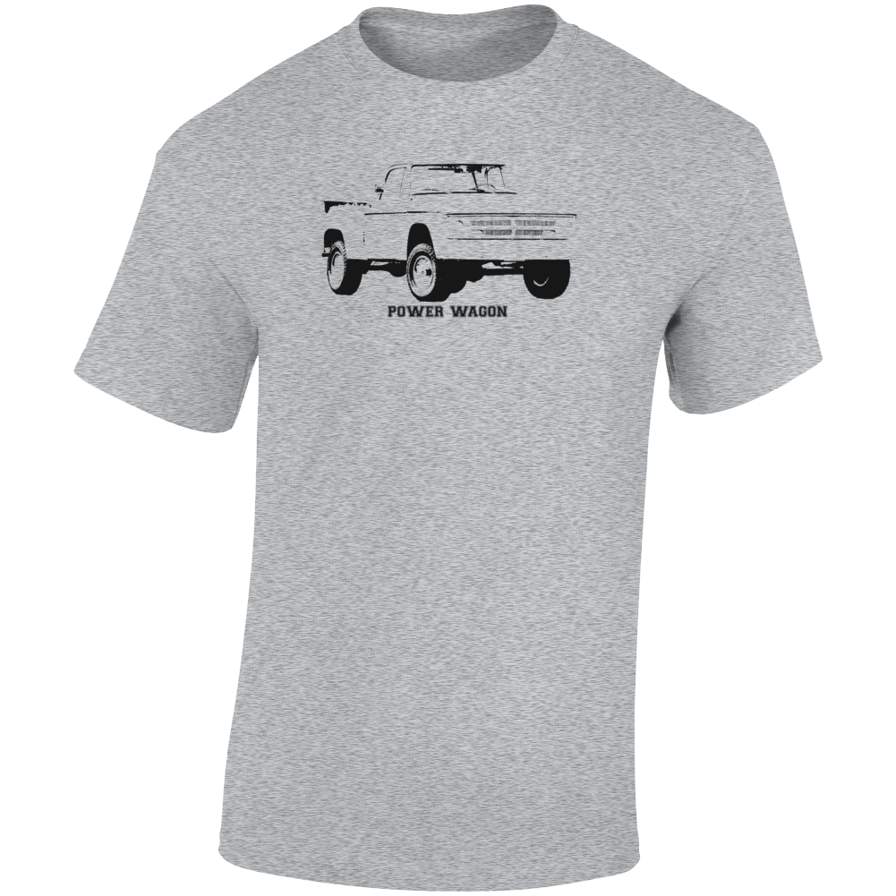1970 Power Wagon Three Quarter Angle View With Model Name Light Color T Shirt
