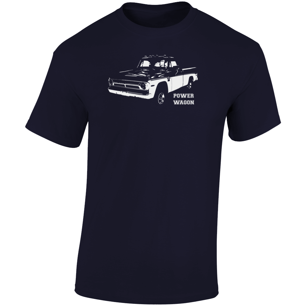 1971 Power Wagon Three Quarter Angle View With Model Name Dark Color T Shirt