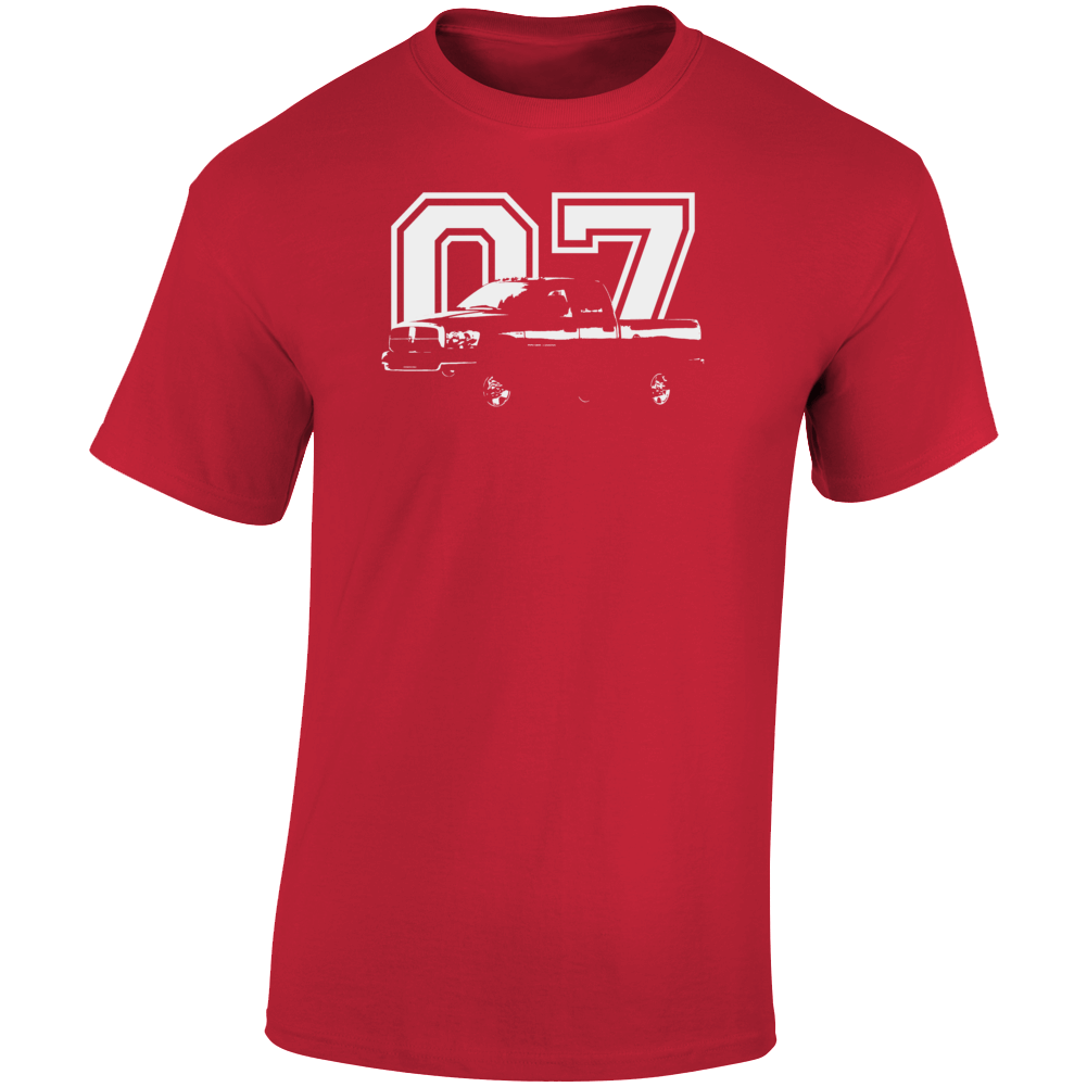 2007 Power Wagon Three Quarter Angle View With Year Dark Color T Shirt