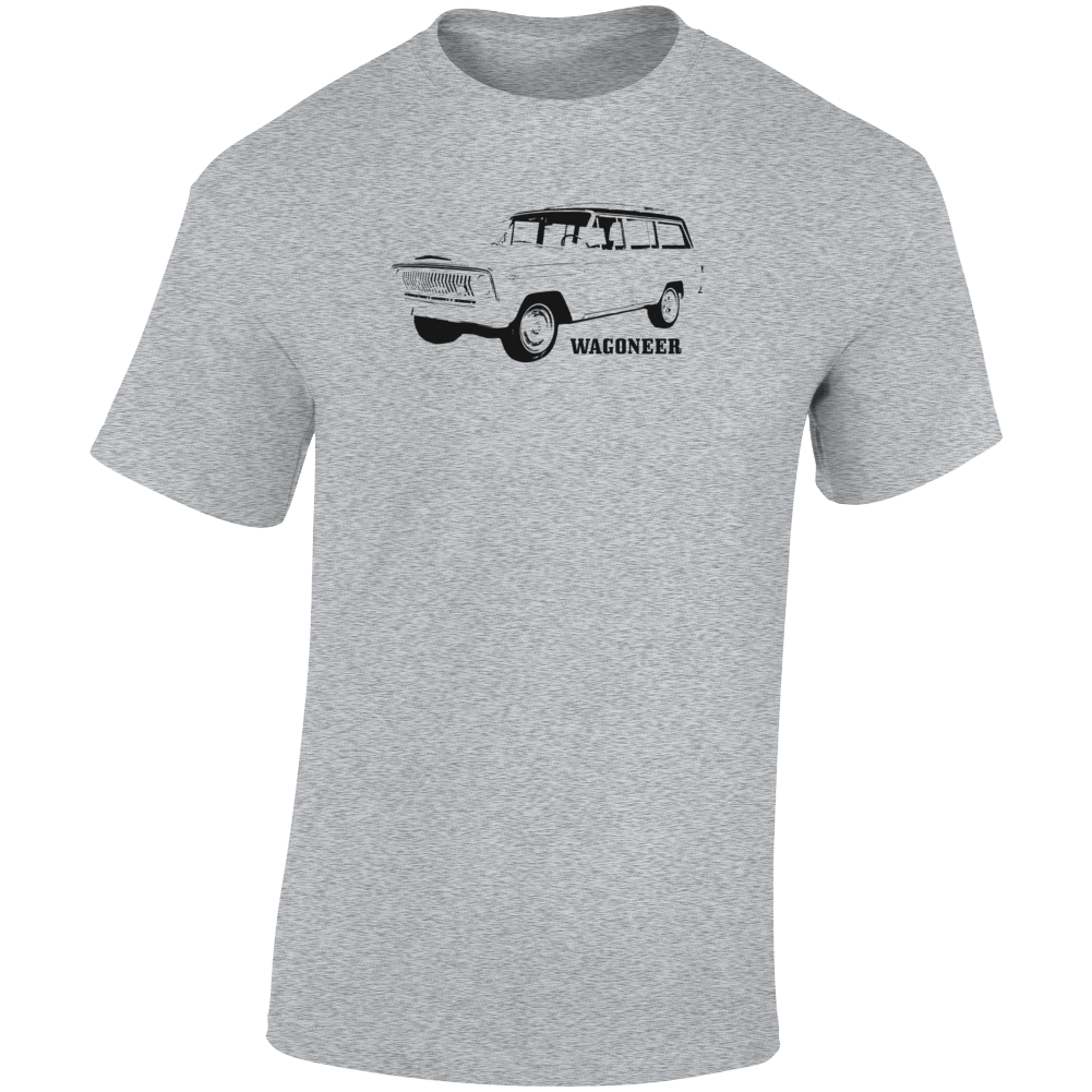 1966 Wagoneer Three Quarter Angle View With Model Name Light Color T Shirt