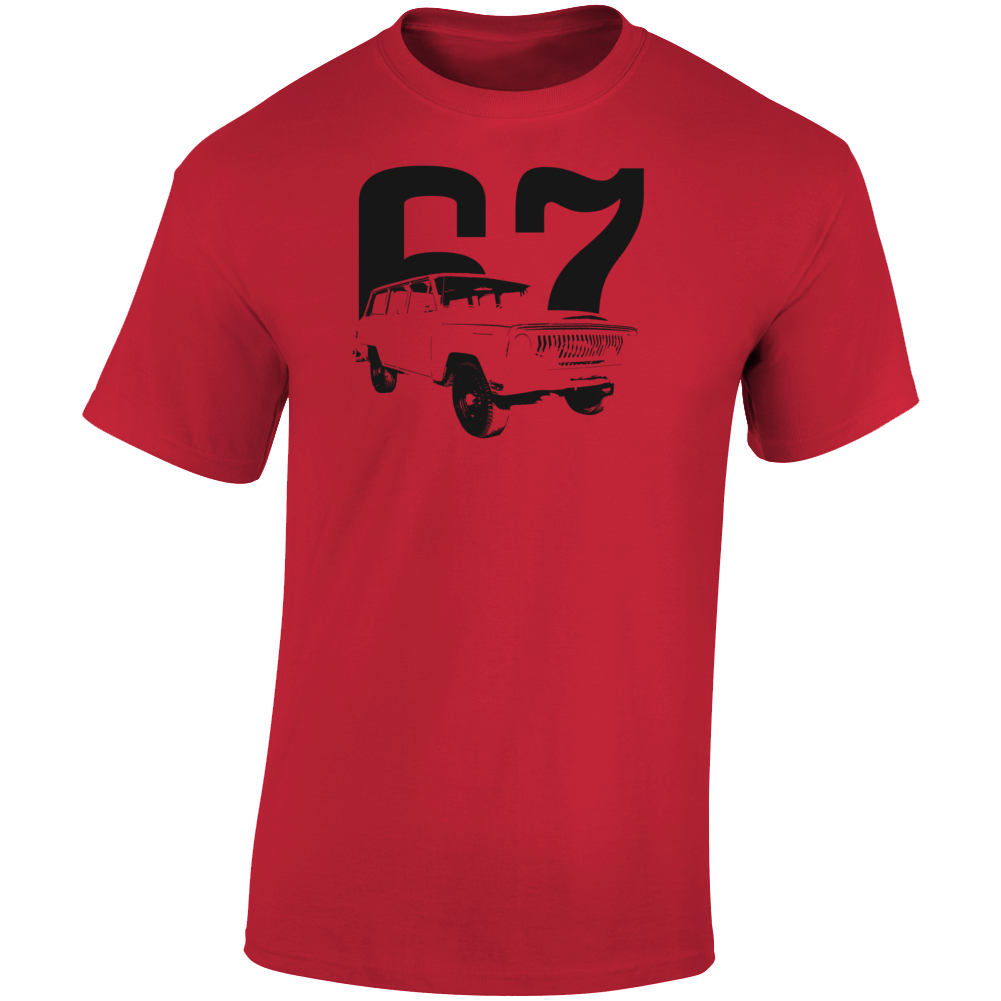 1967 Wagoneer Three Quarter Angle View With Year Light Color T Shirt