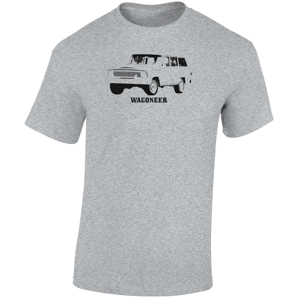 1968 Wagoneer Three Quarter Angle View With Model Name Light Color T Shirt